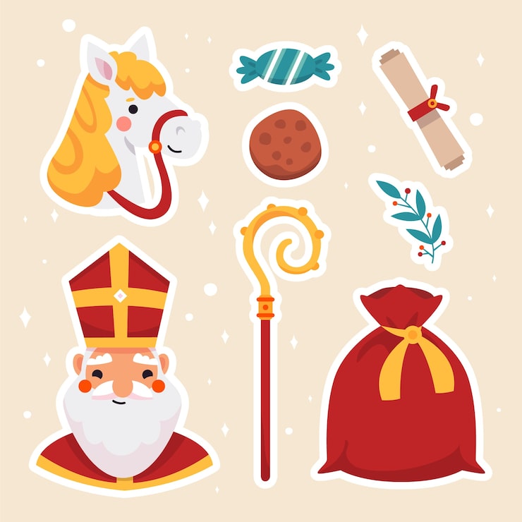 Gratis Vector platte sinterklaas design elementen collectie