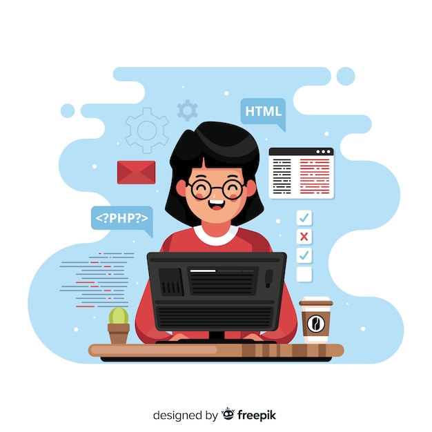 Gratis Vector programmeur die werkt met php