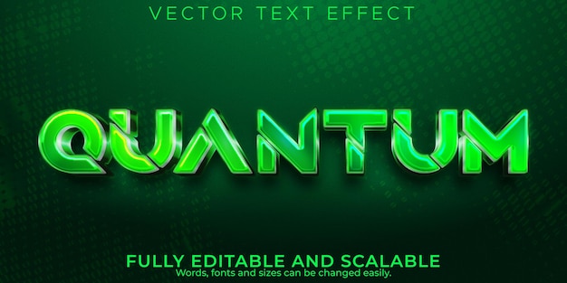 Gratis Vector quantum metallic teksteffect, bewerkbare gaming en digitale tekststijl