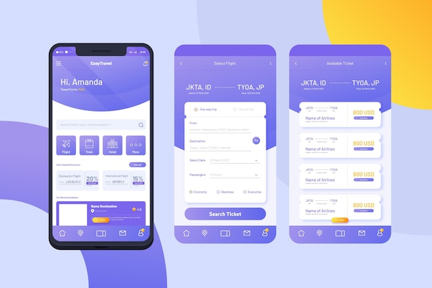 Gratis Vector reizen app-interface concept