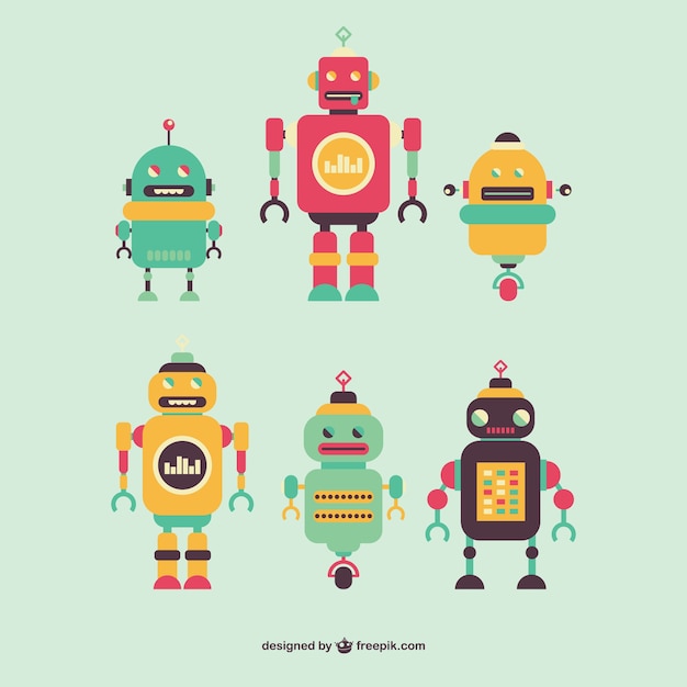 Gratis Vector retro vector robots ingesteld