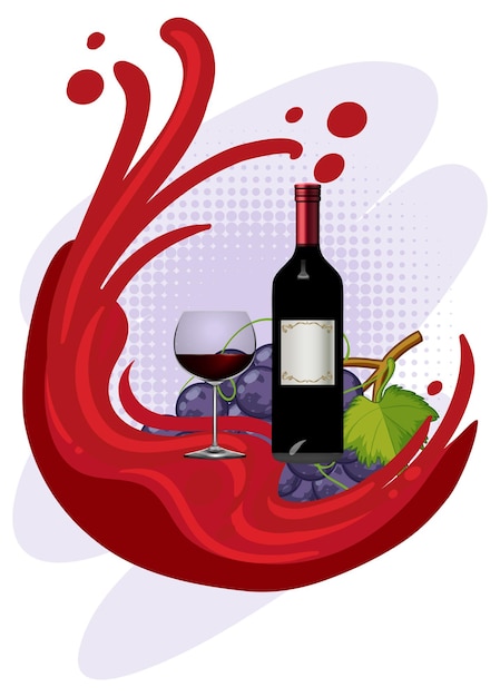 Gratis Vector rode wijnfles en glas