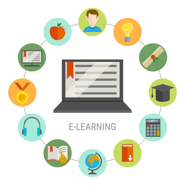 Gratis Vector samenstelling rond e-learning