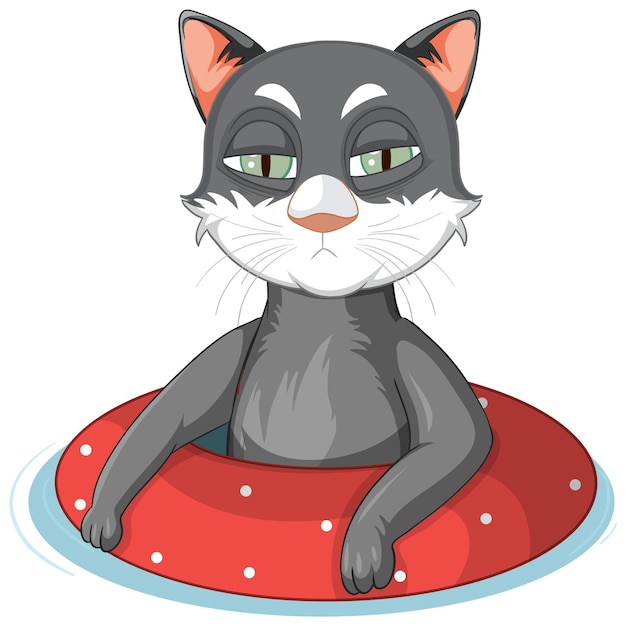 Gratis Vector schattige kat in rubberen ring