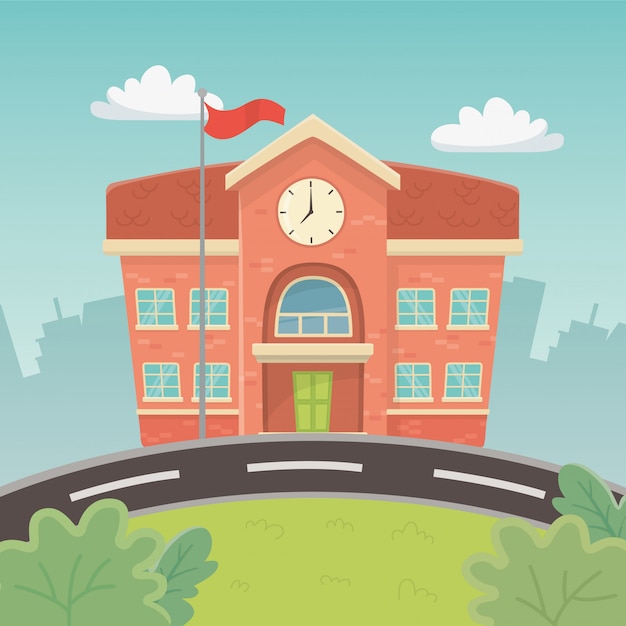 Gratis Vector schoolgebouw op het toneel