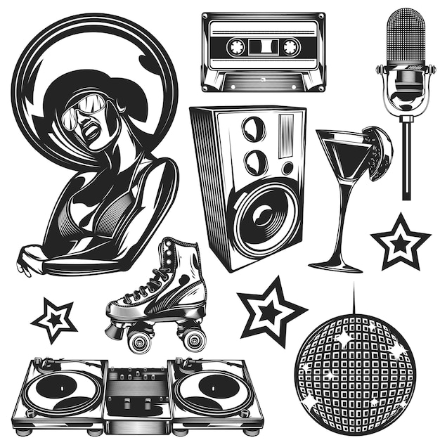 Gratis Vector set disco-elementen