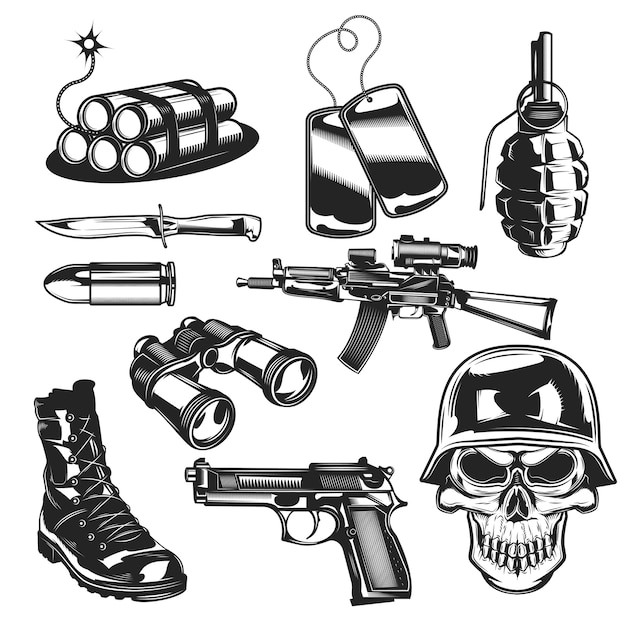 Gratis Vector set militaire elementen