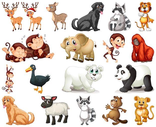 Gratis Vector set van dierlijke stripfiguur