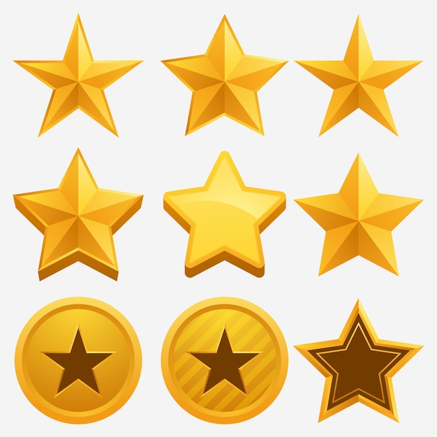 Gratis Vector set van gouden stervorm voor game ranking