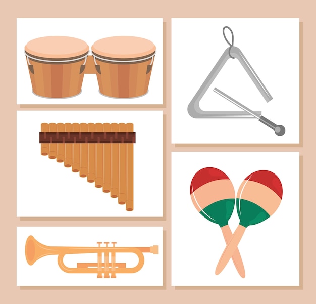 Gratis Vector set van muziekinstrumenten