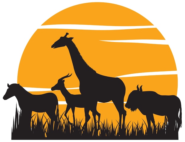 Gratis Vector silhouet wilde dieren cartoon