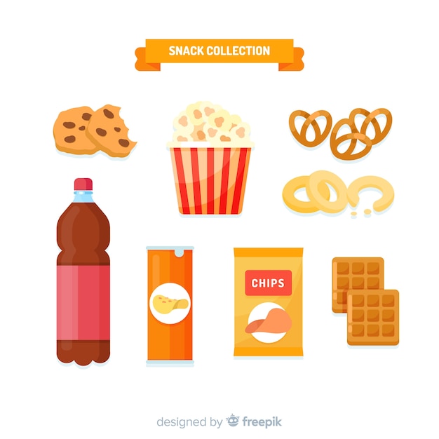 Gratis Vector snack pack in plat ontwerp