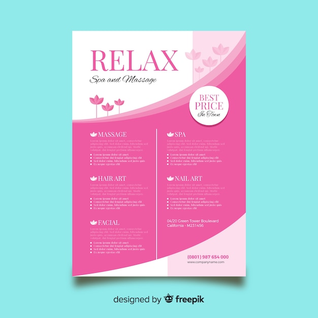Gratis Vector spa flyer-sjabloon
