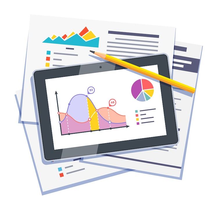 Gratis Vector statistische gegevens abstract op papier en tablet