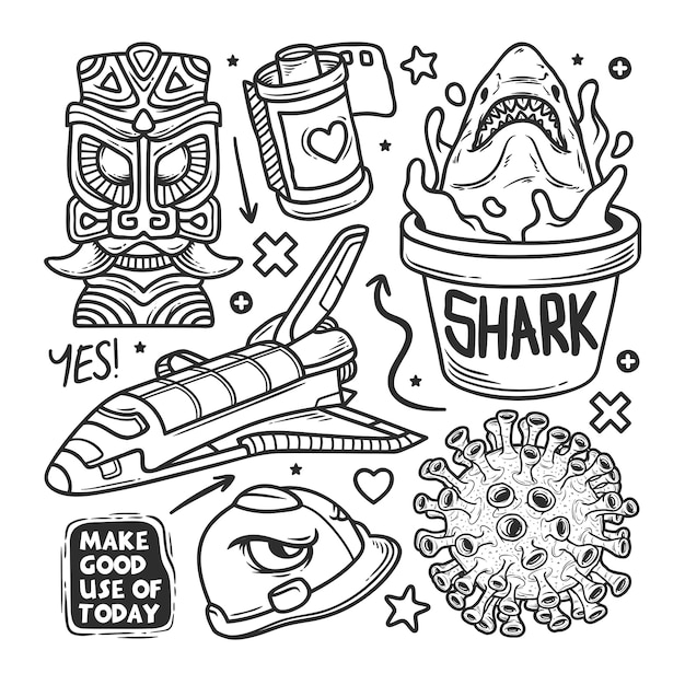 Gratis Vector stickers hand getrokken doodle
