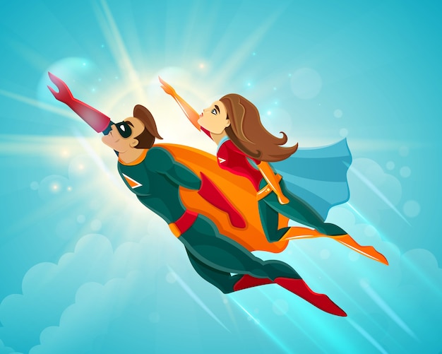 Gratis Vector super heroes koppel vliegen