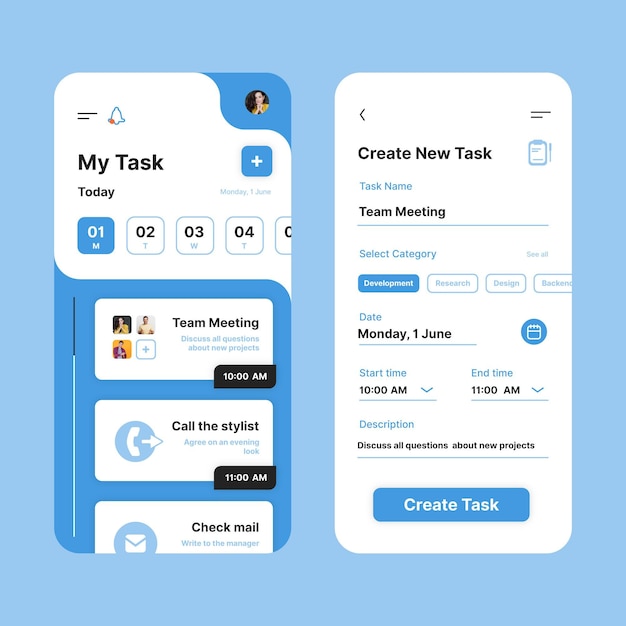 Gratis Vector taakbeheer app-interface