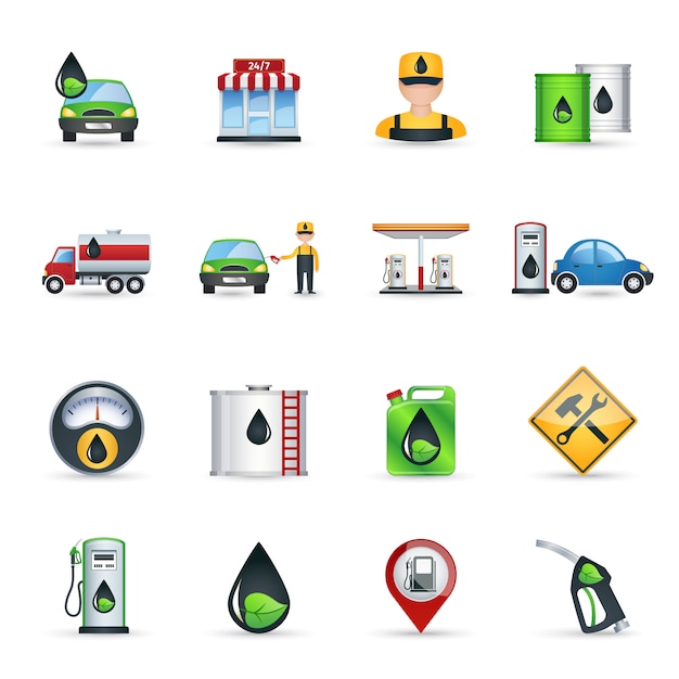 Gratis Vector tankstation icons set