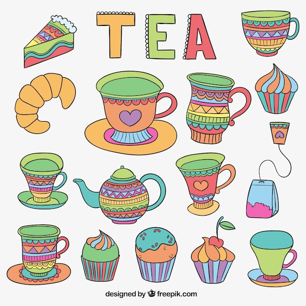 Gratis Vector tea time set