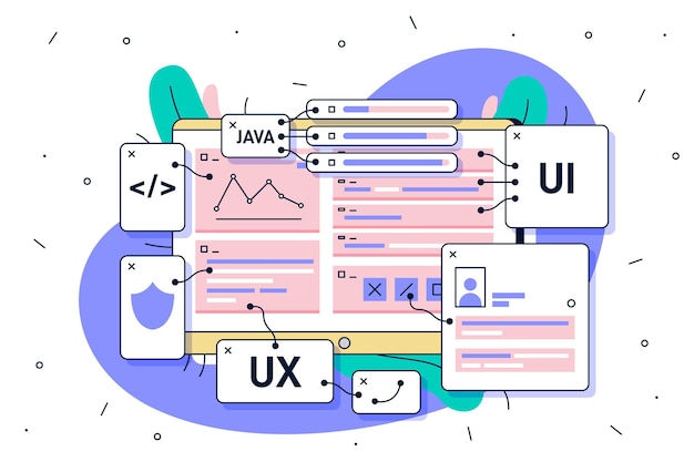 Gratis Vector ui en ux app-ontwikkelingsconcept