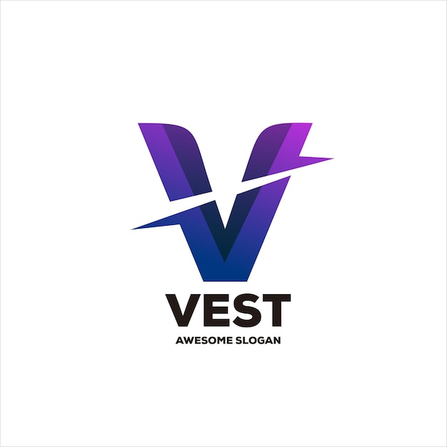 Gratis Vector v letter aanvankelijk kleurrijk verloopontwerp
