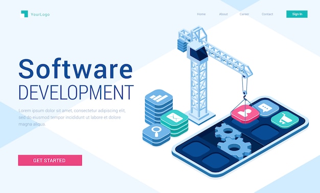 Gratis Vector vector banner van softwareontwikkeling
