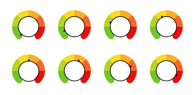 Gratis Vector vector dial gauges barometer mood template van negatief naar positief
