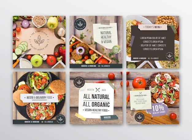 Gratis Vector veggie restaurant instagram-berichten