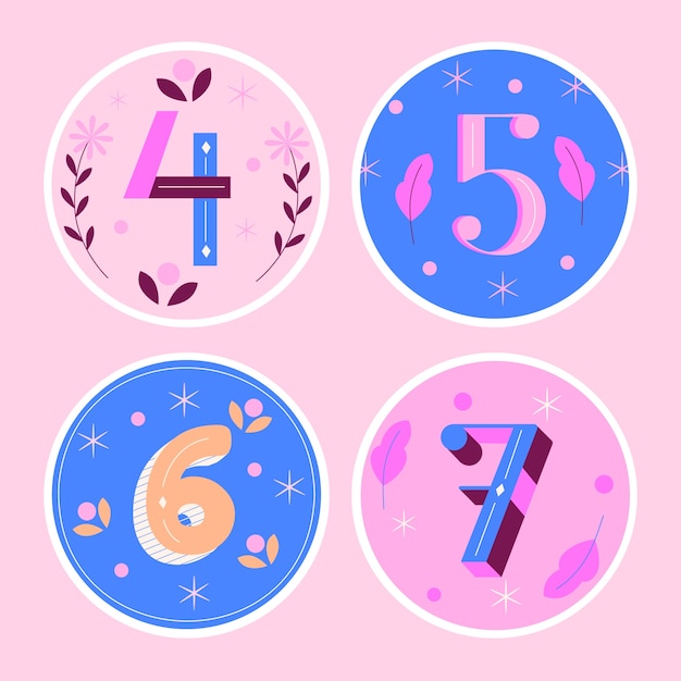 Gratis Vector verjaardag nummers stickers set