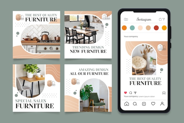 Gratis Vector verloop interieur instagram post