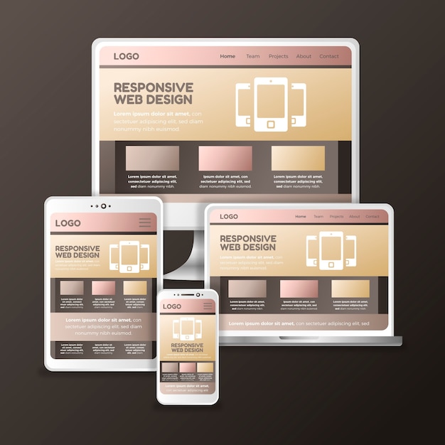 Gratis Vector verloop responsief website-ontwerp