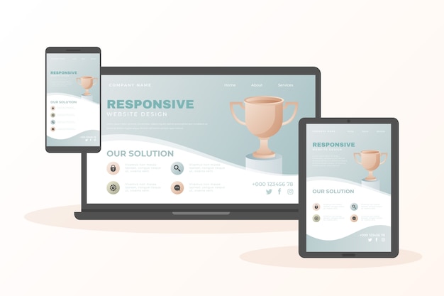 Gratis Vector verloop responsief website-ontwerp
