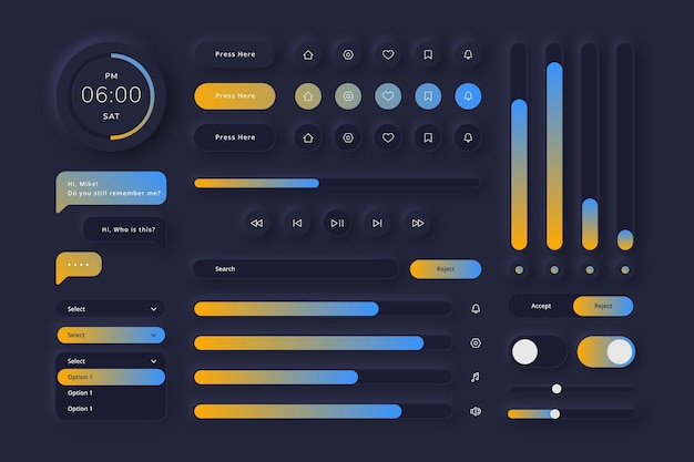 Gratis Vector verloop ui ux-elementen