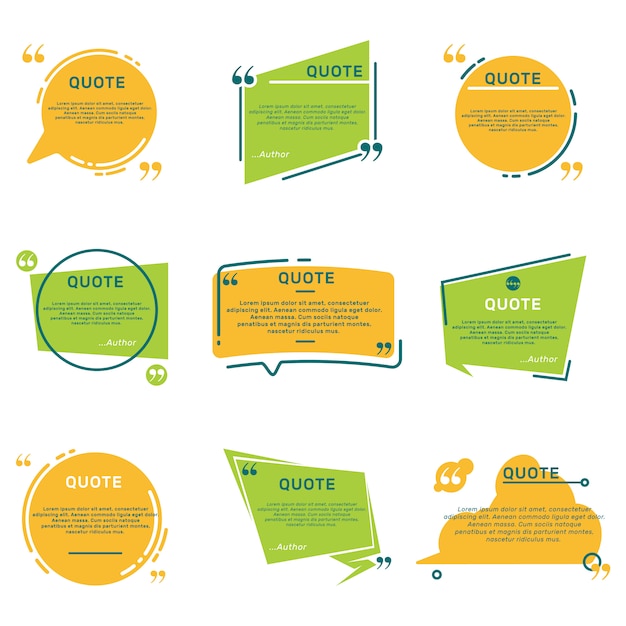Gratis Vector verschillende citaat opmerking frames flat set