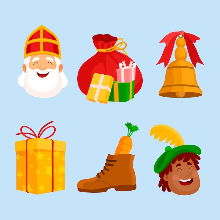 Gratis Vector verzameling van platte sinterklaaselementen