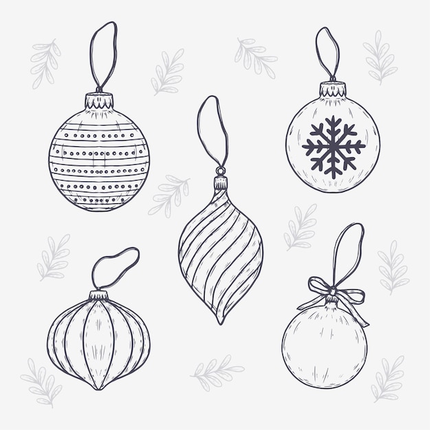 Gratis Vector vintage kerstbal ornamenten collectie