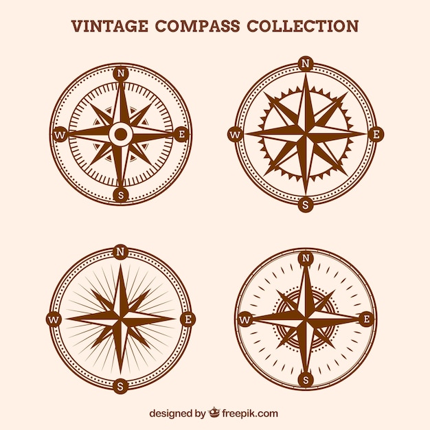 Gratis Vector vintage kompascollectie