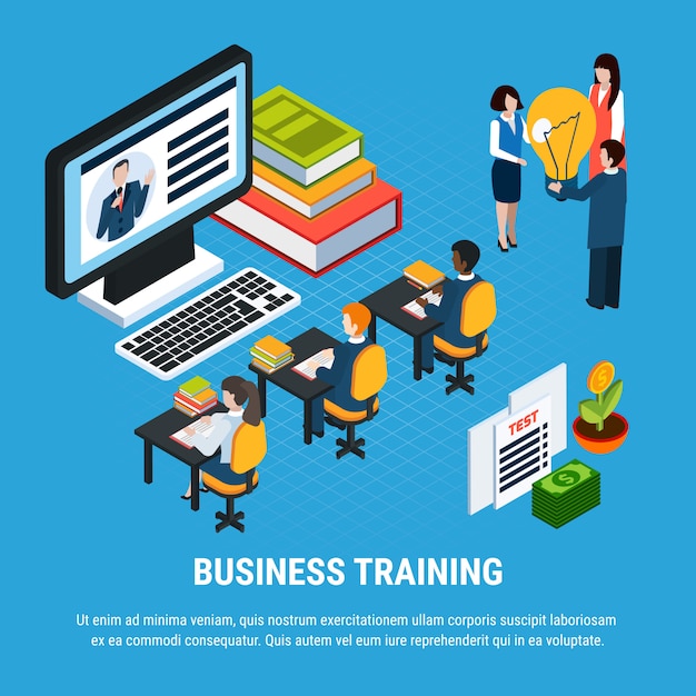Gratis Vector webinar isometrische gekleurde compositie