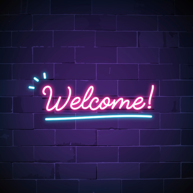 Gratis Vector welkom in neon teken vector
