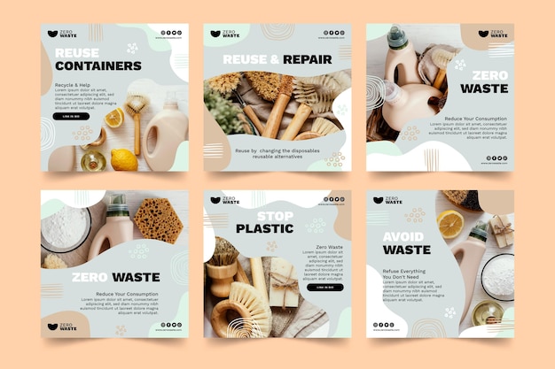 Gratis Vector zero waste instagram-postsjabloon