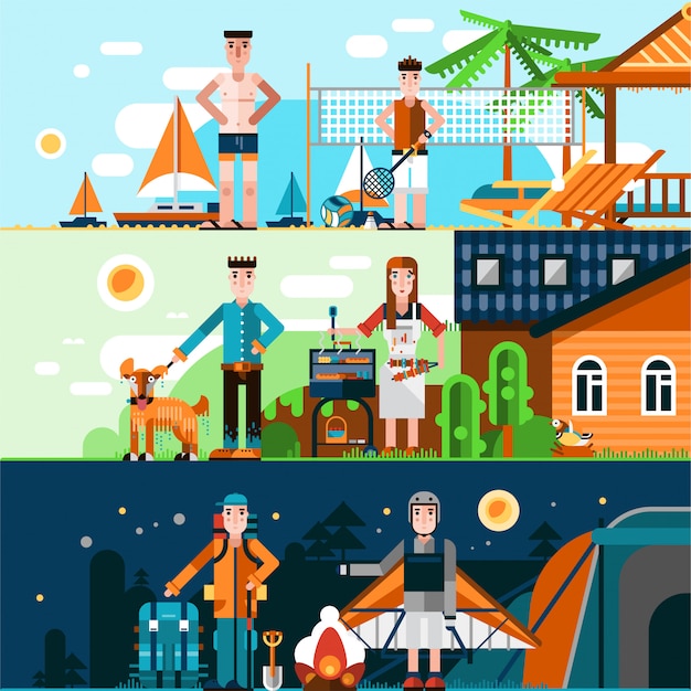 Gratis Vector zomerrust banners